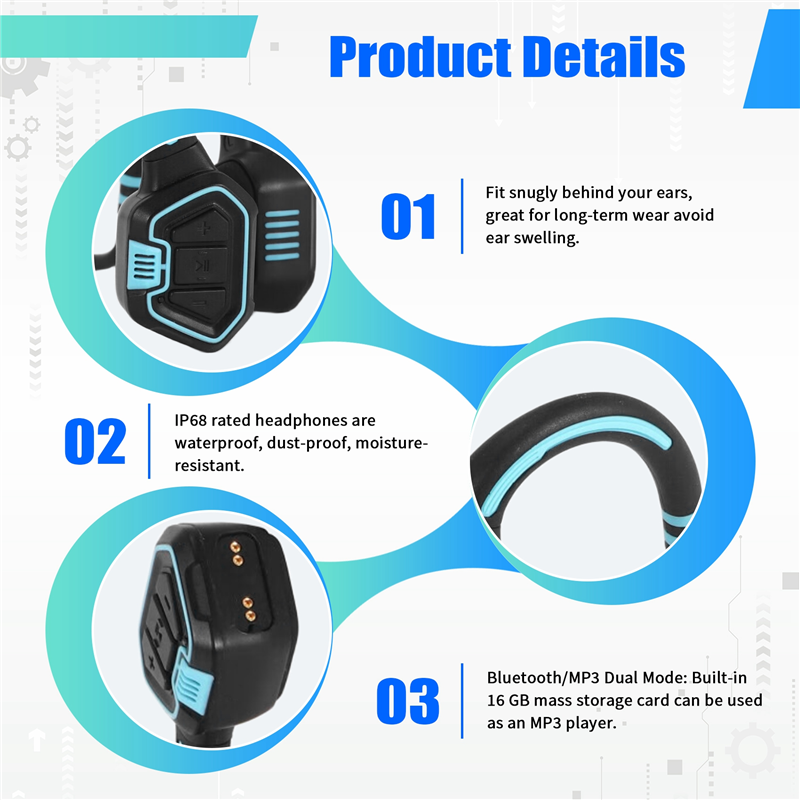 Ausgezeichnete Knochenleitungs – Bone Conduction Headphones Swimming Ip68 Bewertung und Preis