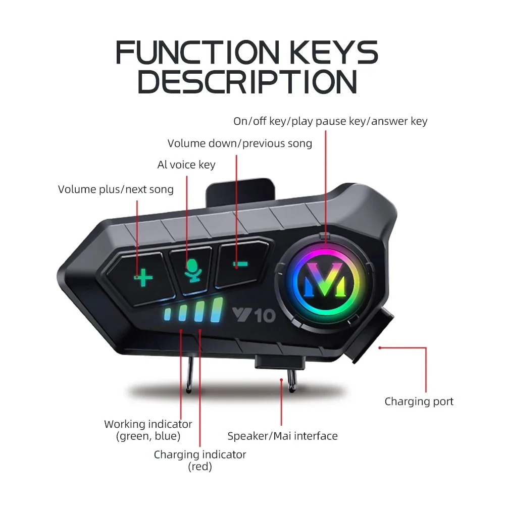 Y10 Motorrad-Bluetooth 5.3 Hel – Anc Wireless Headphones Bluetooth 5.3 Bewertung und Preis